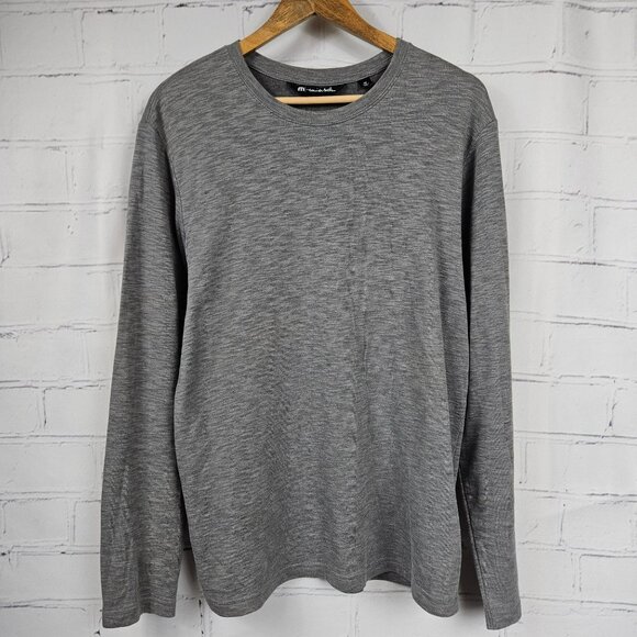 Travis Mathew Gray Long Sleeve Crewneck Shirt Mens M Peru Cotton Blend Modern - Picture 1 of 13